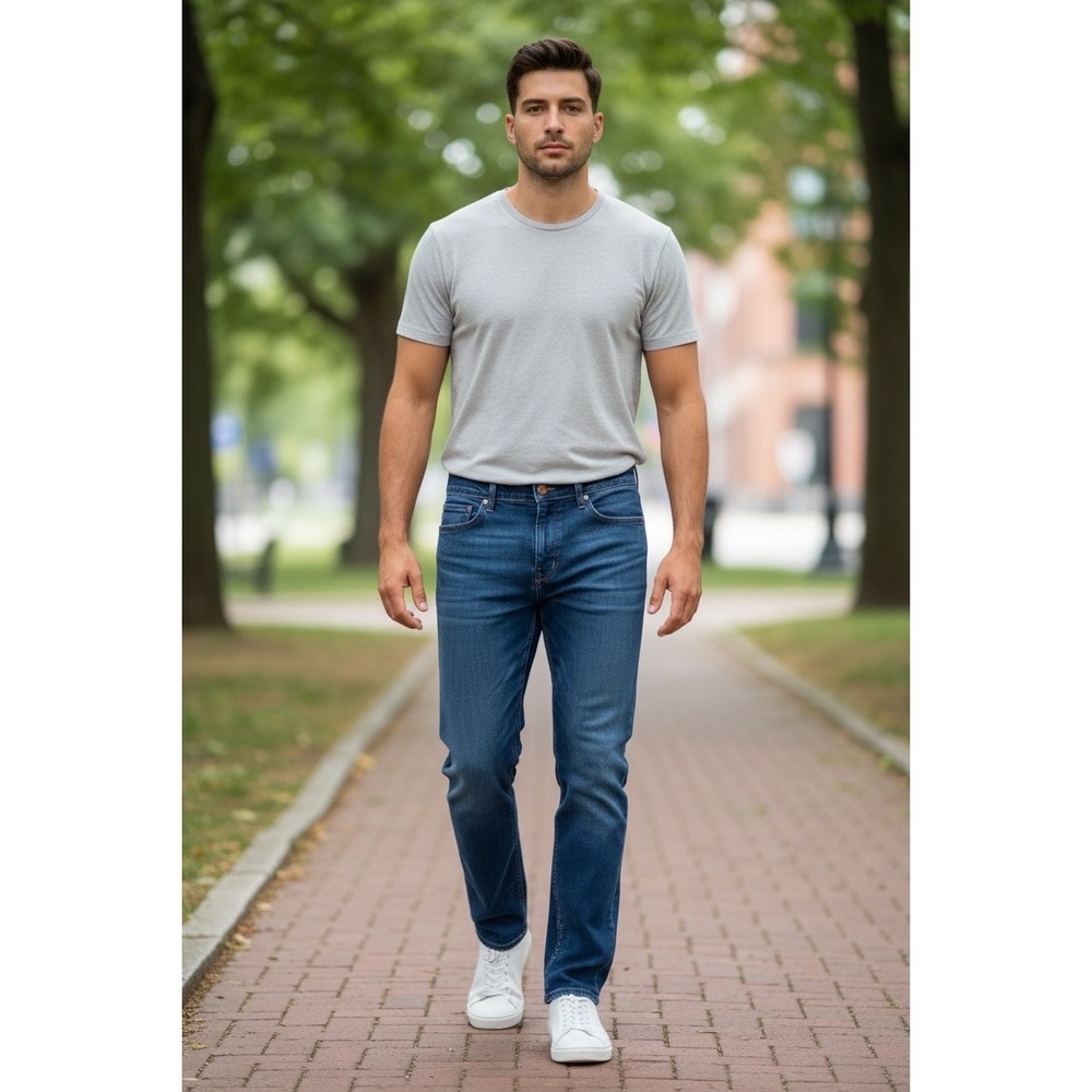 7 For All Mankind Slimmy Luxe Performance Slim Straight Jeans Blue Mens 40